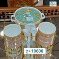 Luxury Porcelain Soup Tureen Set with Gold Stand & Ladles