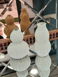 Wavy Ceramic Decorative Vase Set – White & Beige