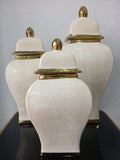 Luxury Pearl White Decorative Jar Set with Gold Lids