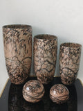 Marble Pattern Glass Decorative Vase Set – Brown & Black